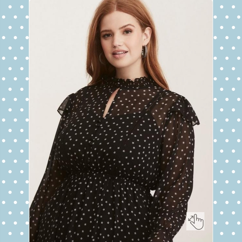 torrid Black Polka Dot Midi Dress - Picture 3 of 5